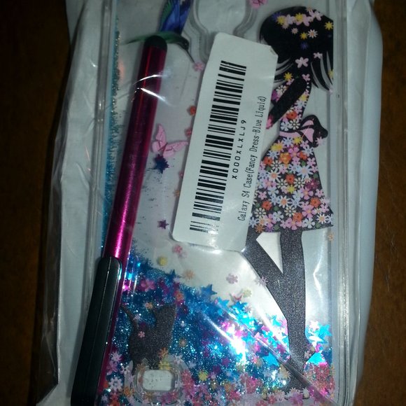 Galaxy S4 Case fancy dress blue liquid stylus pen - Picture 2 of 4